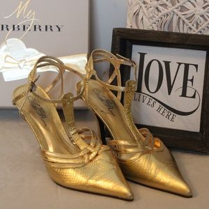 Gold Sling Pumps
